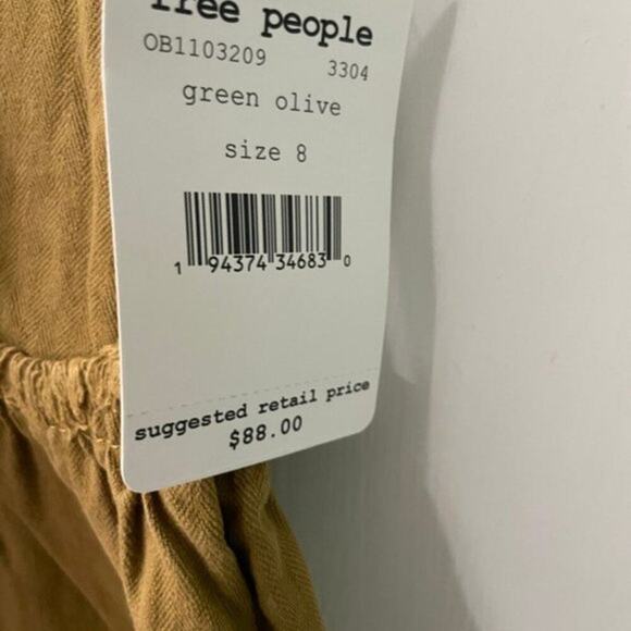 Free People Lace Up Denim Mini Skirt khaki green 8 - Picture 4 of 5